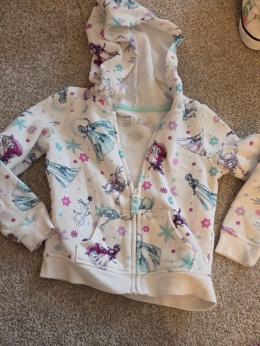 Disney White Hoodie with Purple and Aqua Frozen Print